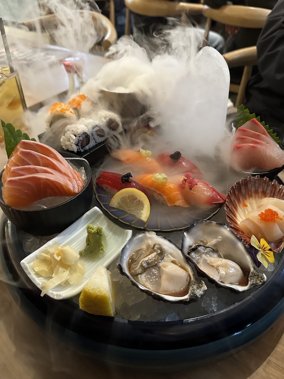 Sashimi, sushi, oysters and scallop platter at Mikazuki Haymarket